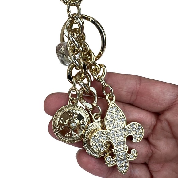 Kathy Van Zeeland Bag Gold Shoulder Bag Handbag Metallic Charms Studded Classic - Picture 3 of 12